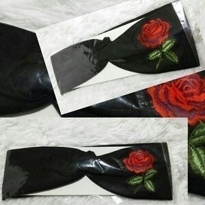 Rose Embroidered Patched Headband
